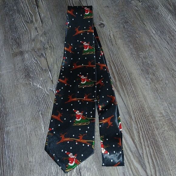 Christmas Necktie Christmas Party Fun Christmas Theme Print Tie Santa Reindeer - Picture 1 of 5